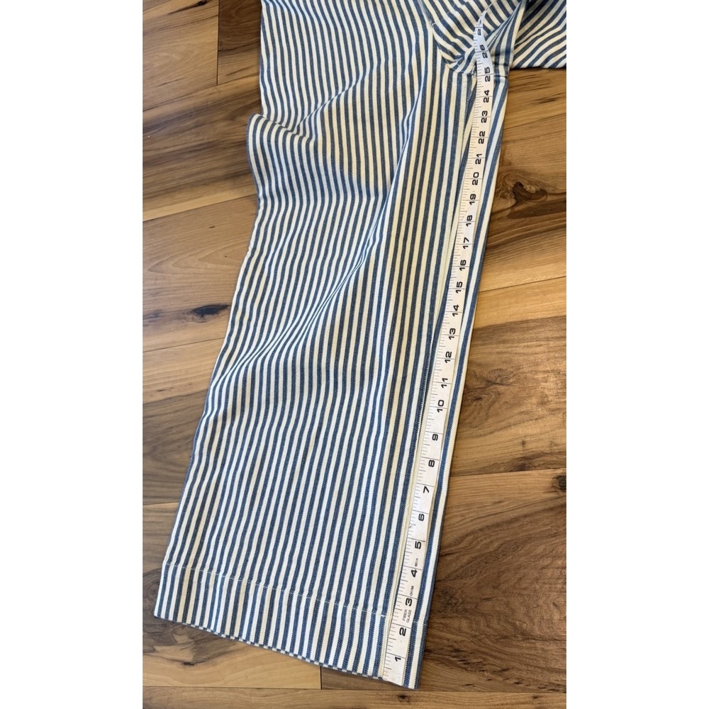 Madewell Sz 29 Emmett Blue White Stripe Cropped Wide Leg Pants High Rise Cotton - Picture 7 of 10